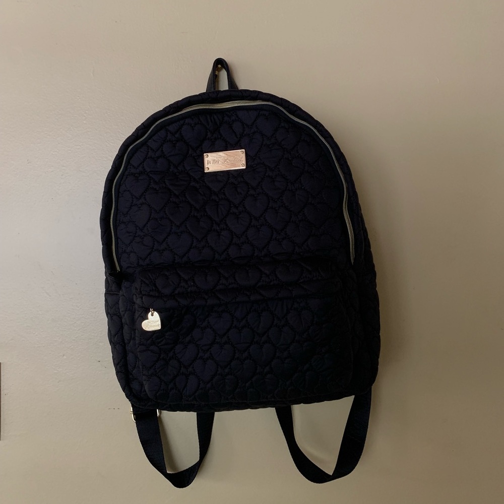 Betsey Johnson Quilted Love Black Backpack